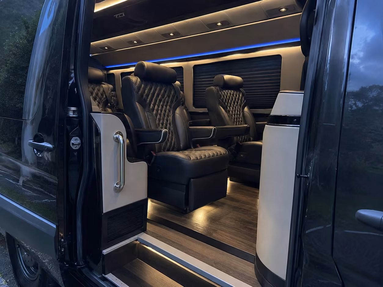 sprinter van rental with driver inside